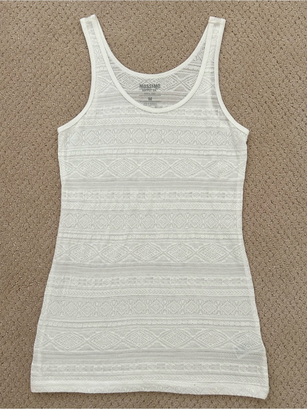 Vintage Y2K Mossimo Supply Co. White Geometric Textured Lace Tank Top Size M